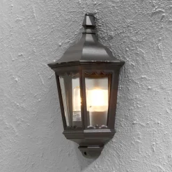 Utendørs vegglampe Firenze, halvskål, svart