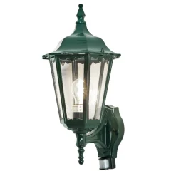 Utendørs vegglampe Firenze m. sensor, stående, grønn