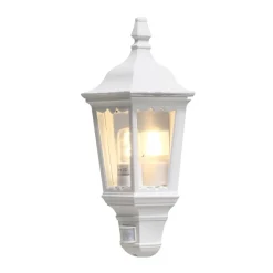 Utendørs vegglampe Firenze halvskål, sensor, hvit