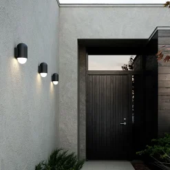 Utendørs vegglampe Heka, svart, aluminium, høyde 21,6 cm