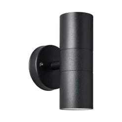 Utendørs vegglampe Jandy opp/ned, svart, metall, glass, GU10