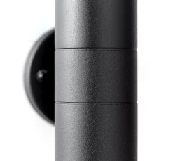 Utendørs vegglampe Jandy opp/ned, svart, metall, glass, GU10