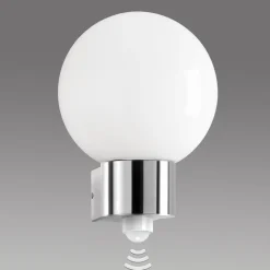 Utendørs vegglampe Kekoa, glass, stål, sensor, Ø 23 cm