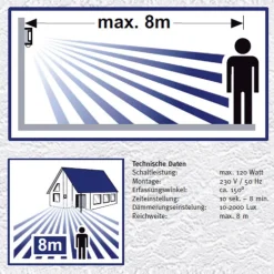 Utendørs vegglampe Lija i stål med sensor