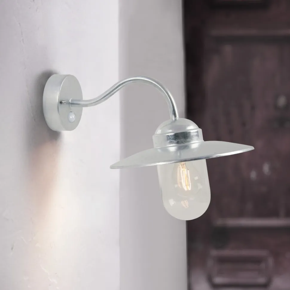 Utendørs vegglampe Luxembourg m sensor galvanisert