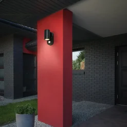 Utendørs vegglampe med sensor 3789015, svart, plast, GU10