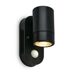 Utendørs vegglampe med sensor 3789015, svart, plast, GU10
