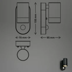 Utendørs vegglampe med sensor 3789015, svart, plast, GU10