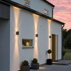 Utendørs vegglampe Modena 2 lyskilder svart