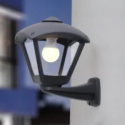 Utendørs vegglampe Nardo/Dario svart, klart deksel E27 CCT