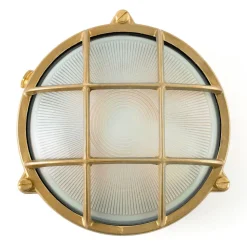 Utendørs vegglampe Noray, messing, Ø 19 cm, IP44