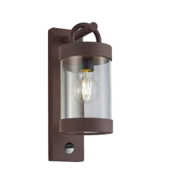 Utendørs vegglampe Sambesi, bevegelsessensor, rust