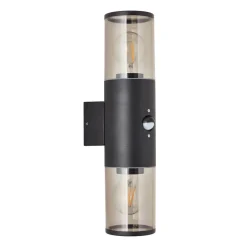 Utendørs vegglampe Sergioro, 2 lyskilder m sensor