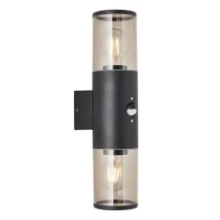 Utendørs vegglampe Sergioro, 2 lyskilder m sensor