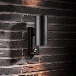 Utendørs vegglampe Tin Maxi Double Seonsor, svart