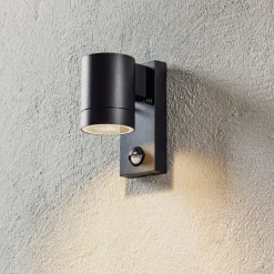 Utendørs vegglampe Tin Maxi Sensor, svart