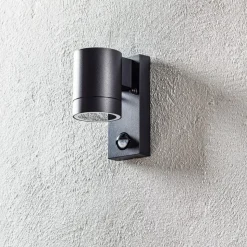 Utendørs vegglampe Tin Maxi Sensor, svart