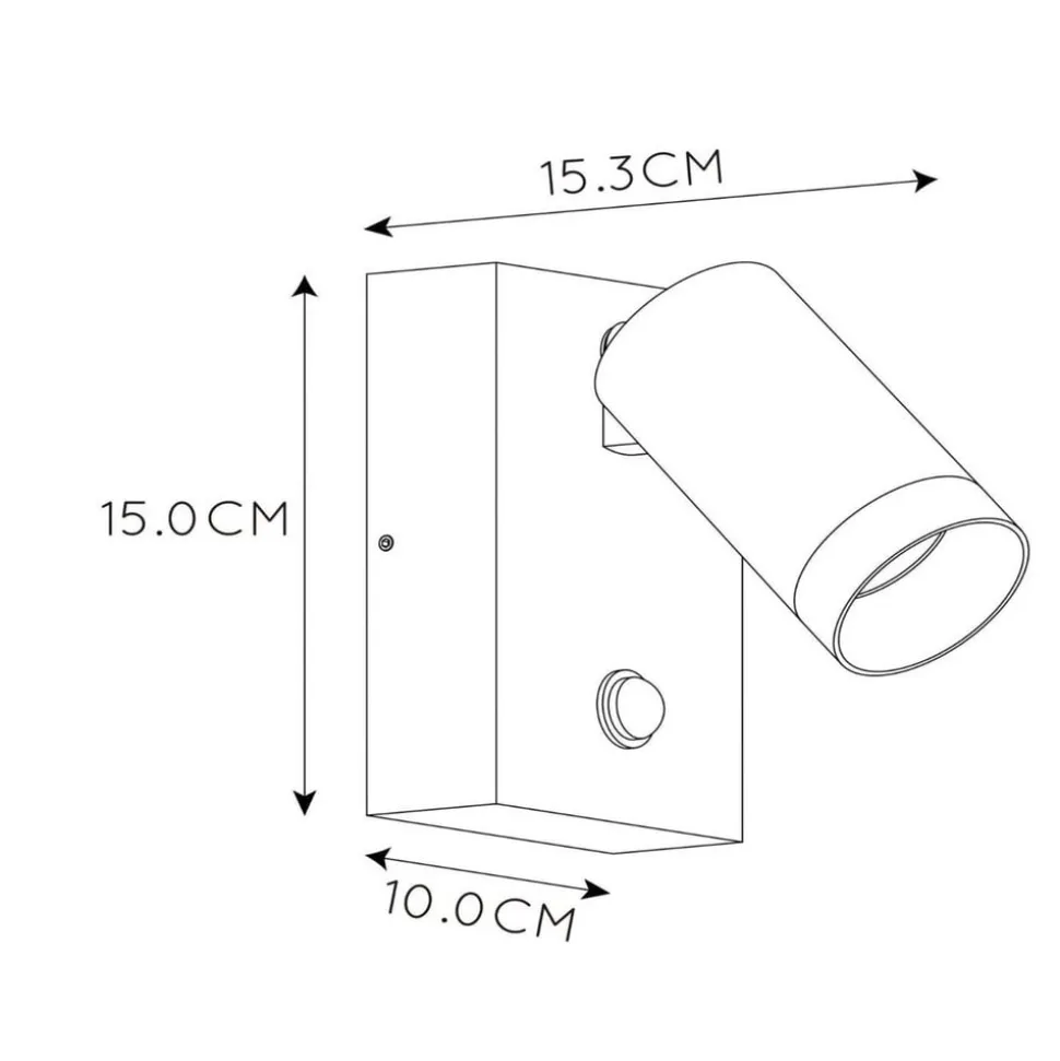 Utendørs veggspotlight Taylor Sensor, 1 lyskilde, svart