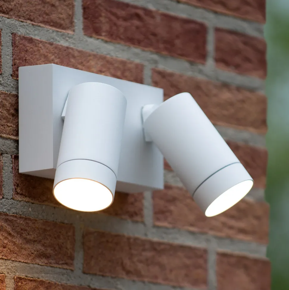 Utendørs veggspotlight Taylor Sensor, 2 lyskilder, hvit