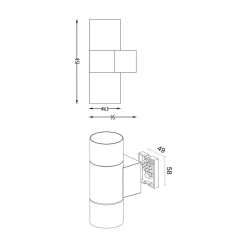 Utevegglampe Achernar 2 lysk. up/down gråsvart