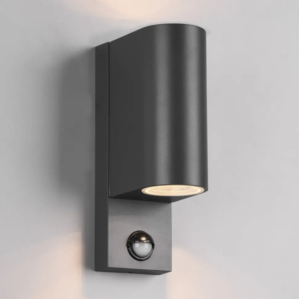 Utevegglampe Roya 2 lysk. sensor, rund antrasitt