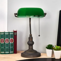 Vakker banklampe Verda med antikkbrun fot