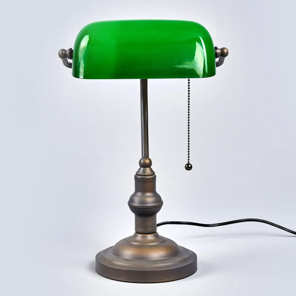 Vakker banklampe Verda med antikkbrun fot