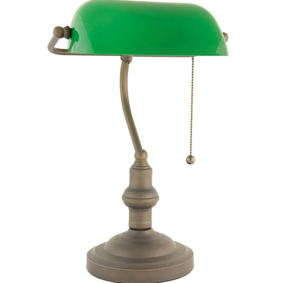 Vakker banklampe Verda med antikkbrun fot