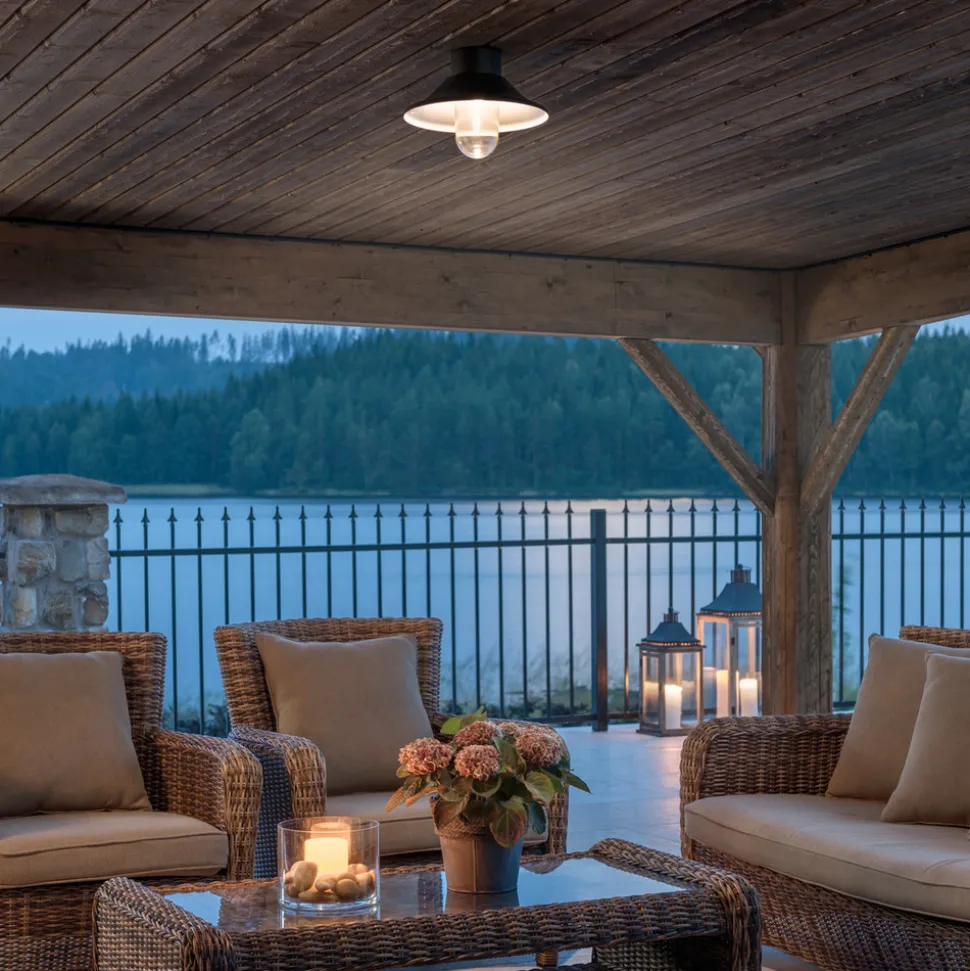 Vega LED-taklampe, utendørs, svart, Ø 30 cm