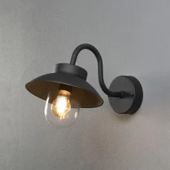 Vega Mini utendørs vegglampe, bredde 22 cm, svart