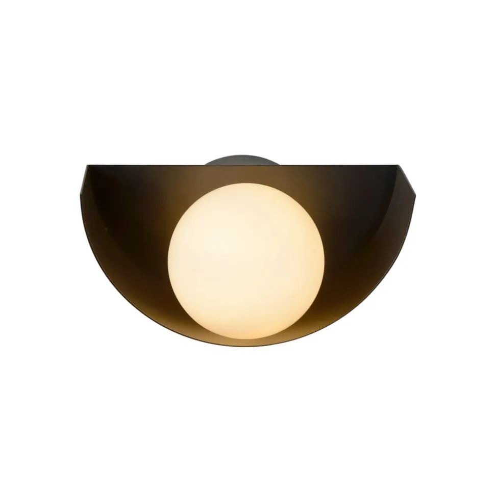 Vegglampe Benni med kuleskjerm av glass, svart