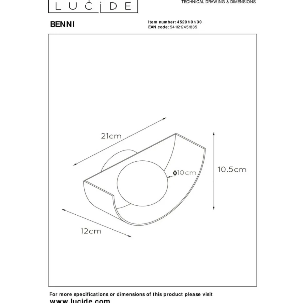 Vegglampe Benni med kuleskjerm av glass, svart