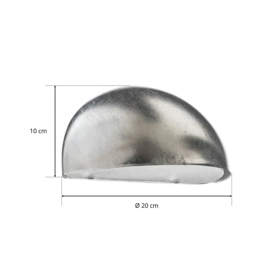 Vegglampe Bergen, halvsirkelformet, sølvgrå