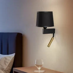 Vegglampe Chillin med leselampe, svart/gull