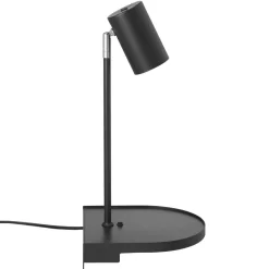 Vegglampe Cody, med hylle og USB-port, svart