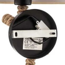 Vegglampe Corda med tekstilskjerm og tau-dekor