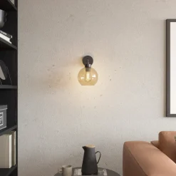 Vegglampe Cubus, svart/rav, glass, Ø 18 cm, E27