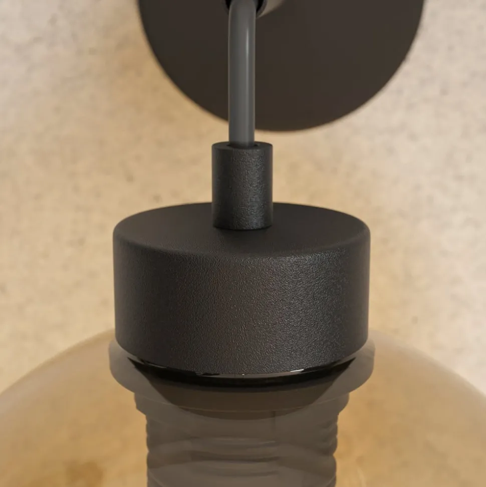 Vegglampe Cubus, svart/rav, glass, Ø 18 cm, E27