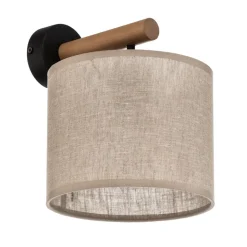 Vegglampe Deva Nature, tekstil, tre