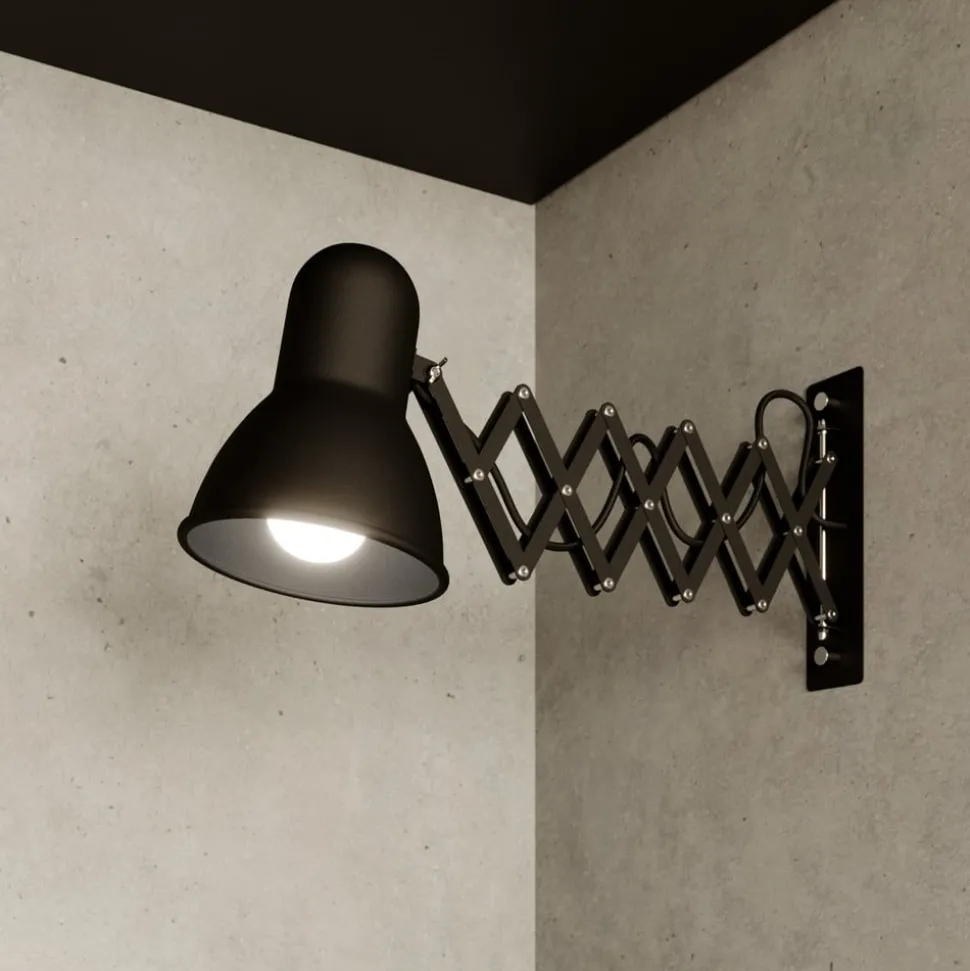 Vegglampe Harmony med skjærarm, svart