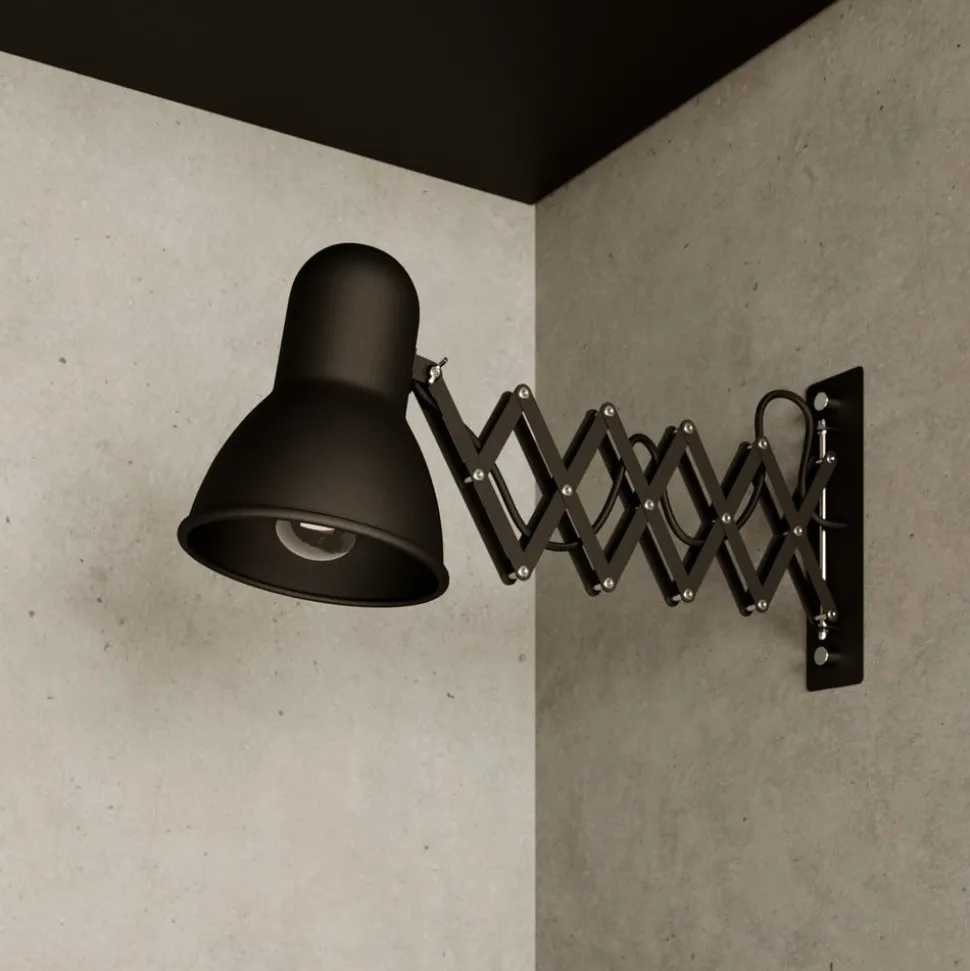 Vegglampe Harmony med skjærarm, svart