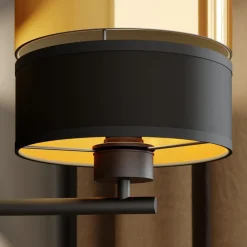 Vegglampe Hilton svart/gull med LED-leselampe