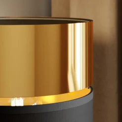 Vegglampe Hilton svart/gull med LED-leselampe