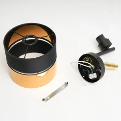 Vegglampe Hilton svart/gull med LED-leselampe