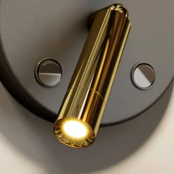 Vegglampe Hilton svart/gull med LED-leselampe