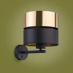 Vegglampe Hilton, svart/gull