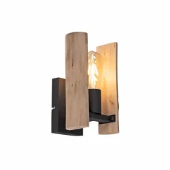 Vegglampe i tømmer laget av tre