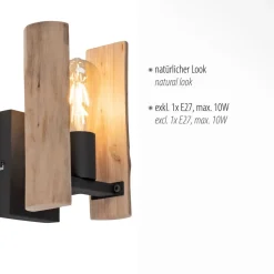 Vegglampe i tømmer laget av tre