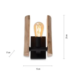 Vegglampe i tømmer laget av tre
