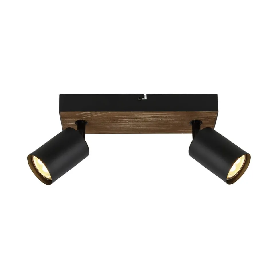 Vegglampe Jello Wood, svart/tre 2 lyskilder